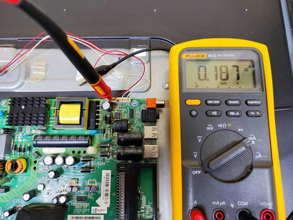 Замеры силы тока платы MSD3463-T8C1 телевизора 43PFT4001 после доработки
